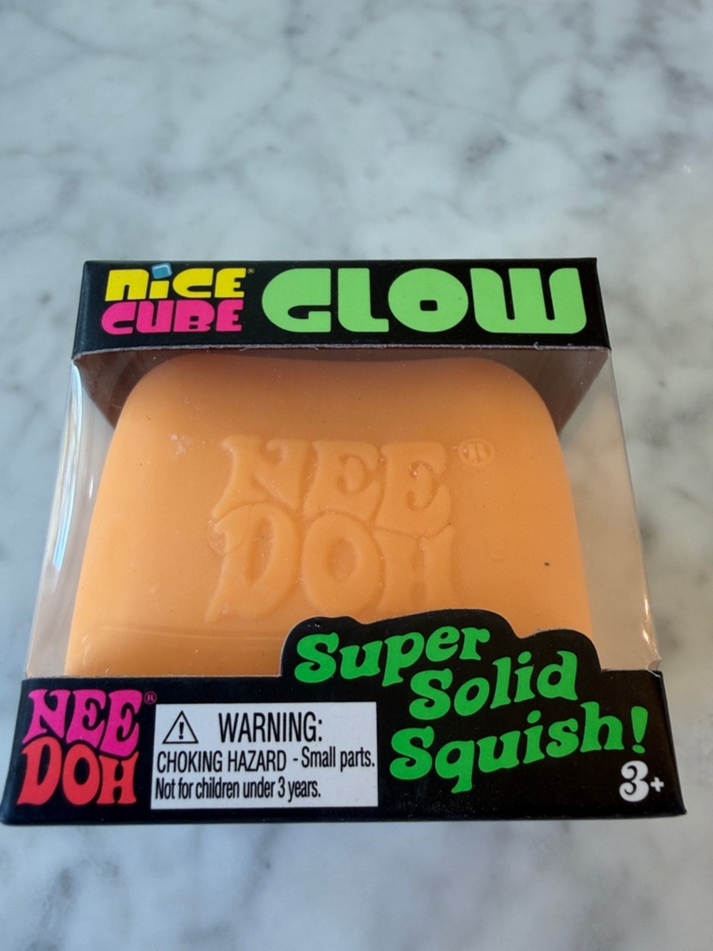 NWT Nee Doh Viral Super Solid GLOW Squish - Orange Stress Toy